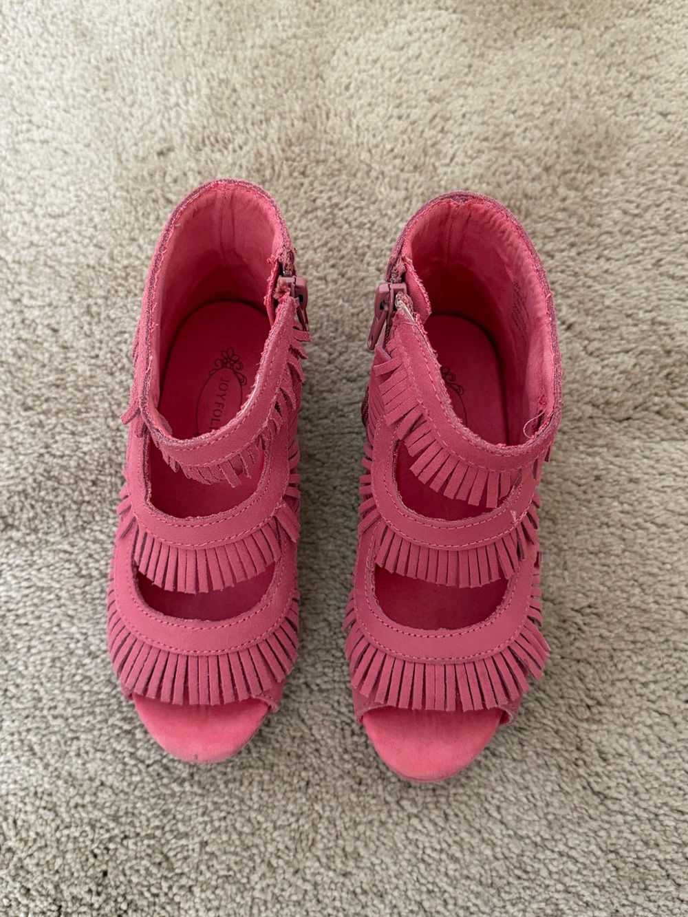 Joyfolie Hot Pink Fringe Open-Toe Sandals